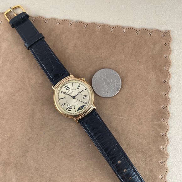 Vintage Rare Very Early Fossil MOON PHASE Gold and Stainless Steel Watch - Picture 10 of 10